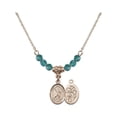 thumbnail image 1 of 18-Inch Hamilton Gold Plated Necklace with 4mm Blue December Birth Month Stone Beads and Saint Sebastian/Football Charm, 1 of 1