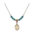 thumbnail image 1 of 18-Inch Hamilton Gold Plated Necklace with 4mm Blue December Birth Month Stone Beads and Saint Walburga Charm, 1 of 1