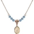 thumbnail image 1 of 18-Inch Hamilton Gold Plated Necklace with 4mm Blue March Birth Month Stone Beads and Blessed Trinity Charm, 1 of 1