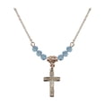 thumbnail image 1 of 18-Inch Hamilton Gold Plated Necklace with 4mm Blue March Birth Month Stone Beads and Crucifix Charm, 1 of 1