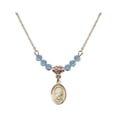 thumbnail image 1 of 18-Inch Hamilton Gold Plated Necklace with 4mm Blue March Birth Month Stone Beads and Holy Spirit Charm, 1 of 1