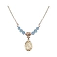 thumbnail image 1 of 18-Inch Hamilton Gold Plated Necklace with 4mm Blue March Birth Month Stone Beads and Madonna del Ghisallo Charm, 1 of 1