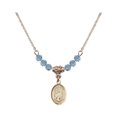 thumbnail image 1 of 18-Inch Hamilton Gold Plated Necklace with 4mm Blue March Birth Month Stone Beads and Maria Stein Charm, 1 of 1