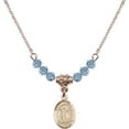 thumbnail image 1 of 18-Inch Hamilton Gold Plated Necklace with 4mm Blue March Birth Month Stone Beads and Saint Bridget of Sweden Charm, 1 of 1