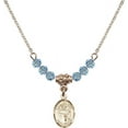 thumbnail image 1 of 18-Inch Hamilton Gold Plated Necklace with 4mm Blue March Birth Month Stone Beads and Saint Casimir of Poland Charm, 1 of 1