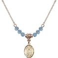 thumbnail image 1 of 18-Inch Hamilton Gold Plated Necklace with 4mm Blue March Birth Month Stone Beads and Saint Daniel Charm, 1 of 1
