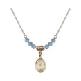 thumbnail image 1 of 18-Inch Hamilton Gold Plated Necklace with 4mm Blue March Birth Month Stone Beads and Saint Dominic Savio Charm, 1 of 1