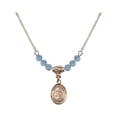 thumbnail image 1 of 18-Inch Hamilton Gold Plated Necklace with 4mm Blue March Birth Month Stone Beads and Saint Marina Charm, 1 of 1