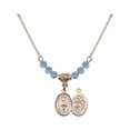 thumbnail image 1 of 18-Inch Hamilton Gold Plated Necklace with 4mm Blue March Birth Month Stone Beads and Saint Sebastian/Dance Charm, 1 of 1