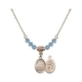 thumbnail image 1 of 18-Inch Hamilton Gold Plated Necklace with 4mm Blue March Birth Month Stone Beads and Saint Sebastian / Fishing Charm, 1 of 1
