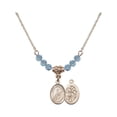 thumbnail image 1 of 18-Inch Hamilton Gold Plated Necklace with 4mm Blue March Birth Month Stone Beads and Saint Sebastian / Rodeo Charm, 1 of 1