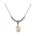 thumbnail image 1 of 18-Inch Hamilton Gold Plated Necklace with 4mm Blue March Birth Month Stone Beads and Saint William of Rochester Charm, 1 of 1