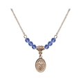 thumbnail image 1 of 18-Inch Hamilton Gold Plated Necklace with 4mm Blue September Birth Month Stone Beads and Divine Mercy Charm, 1 of 1