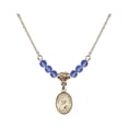 thumbnail image 1 of 18-Inch Hamilton Gold Plated Necklace with 4mm Blue September Birth Month Stone Beads and Saint John Neumann Charm, 1 of 1