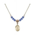 thumbnail image 1 of 18-Inch Hamilton Gold Plated Necklace with 4mm Blue September Birth Month Stone Beads and Saint Rachel Charm, 1 of 1