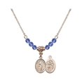 thumbnail image 1 of 18-Inch Hamilton Gold Plated Necklace with 4mm Blue September Birth Month Stone Beads and Saint Sebastian / Archery Charm, 1 of 1