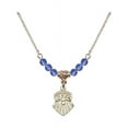 thumbnail image 1 of 18-Inch Hamilton Gold Plated Necklace with 4mm Blue September Birth Month Stone Beads and Seven Gifts Charm, 1 of 1