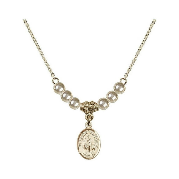 18-Inch Hamilton Gold Plated Necklace with 4mm Faux-Pearl Beads and Lord Is My Shepherd Charm