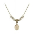 thumbnail image 1 of 18-Inch Hamilton Gold Plated Necklace with 4mm Faux-Pearl Beads and Our Lady of Victory Charm, 1 of 1