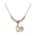 thumbnail image 1 of 18-Inch Hamilton Gold Plated Necklace with 4mm Faux-Pearl Beads and Saint Benedict Charm, 1 of 1