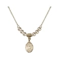 thumbnail image 1 of 18-Inch Hamilton Gold Plated Necklace with 4mm Faux-Pearl Beads and Saint Camillus of Lellis Charm, 1 of 1