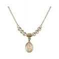 thumbnail image 1 of 18-Inch Hamilton Gold Plated Necklace with 4mm Faux-Pearl Beads and Saint Isaac Jogues Charm, 1 of 1