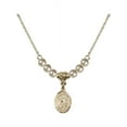 thumbnail image 1 of 18-Inch Hamilton Gold Plated Necklace with 4mm Faux-Pearl Beads and Saint Jason Charm, 1 of 1