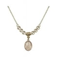 thumbnail image 1 of 18-Inch Hamilton Gold Plated Necklace with 4mm Faux-Pearl Beads and Saint Juliana of Cumae Charm, 1 of 1
