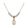 thumbnail image 1 of 18-Inch Hamilton Gold Plated Necklace with 4mm Faux-Pearl Beads and Saint Maron Charm, 1 of 1