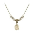 thumbnail image 1 of 18-Inch Hamilton Gold Plated Necklace with 4mm Faux-Pearl Beads and Saint Michael the Archangel Charm, 1 of 1
