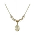 thumbnail image 1 of 18-Inch Hamilton Gold Plated Necklace with 4mm Faux-Pearl Beads and Saint Michael the Archangel Charm, 1 of 1