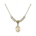 thumbnail image 1 of 18-Inch Hamilton Gold Plated Necklace with 4mm Faux-Pearl Beads and Saint Raphael the Archangel Charm, 1 of 1