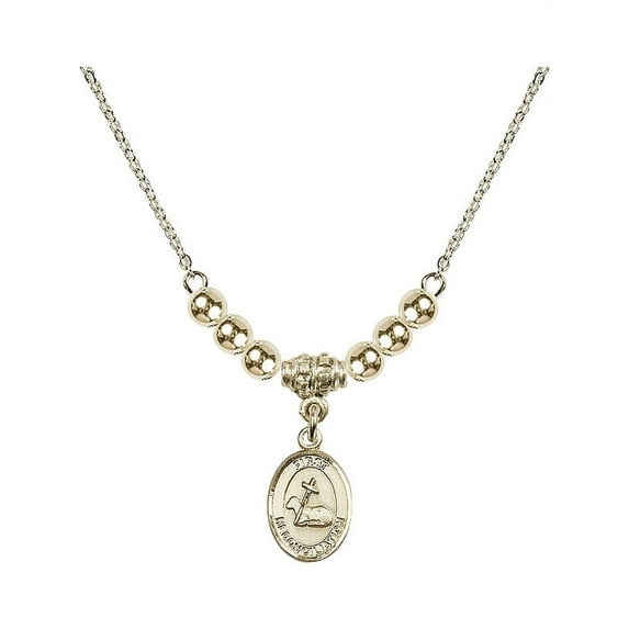 18-Inch Hamilton Gold Plated Necklace with 4mm Gold Filled Beads and First Reconciliation Charm