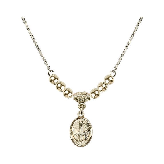 18-Inch Hamilton Gold Plated Necklace with 4mm Gold Filled Beads and Holy Spirit Charm