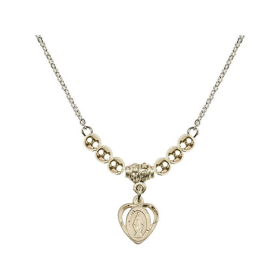 18-Inch Hamilton Gold Plated Necklace with 4mm Gold Filled Beads and Miraculous Charm
