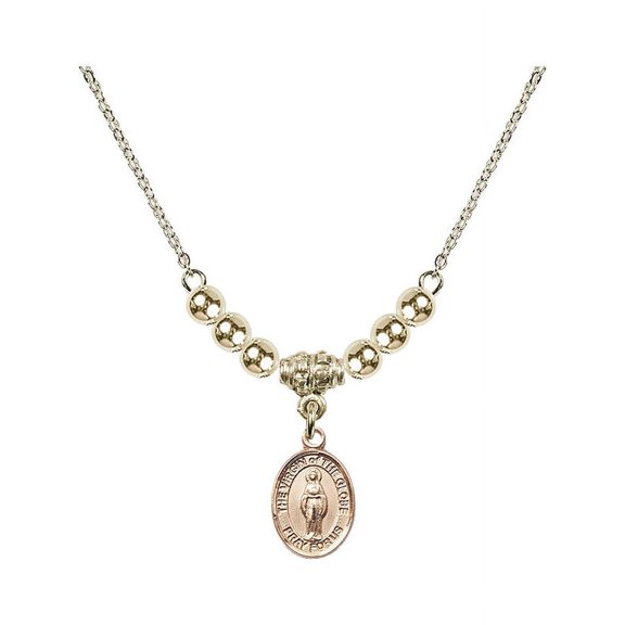18-Inch Hamilton Gold Plated Necklace with 4mm Gold Filled Beads and Virgin of the Globe Charm