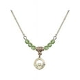 thumbnail image 1 of 18-Inch Hamilton Gold Plated Necklace with 4mm Green August Birth Month Stone Beads and Claddagh Charm, 1 of 1