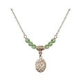 thumbnail image 1 of 18-Inch Hamilton Gold Plated Necklace with 4mm Green August Birth Month Stone Beads and Miraculous Charm, 1 of 1