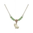 thumbnail image 1 of 18-Inch Hamilton Gold Plated Necklace with 4mm Green August Birth Month Stone Beads and Praying Hands Charm, 1 of 1