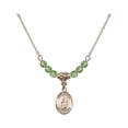 thumbnail image 1 of 18-Inch Hamilton Gold Plated Necklace with 4mm Green August Birth Month Stone Beads and Saint Drogo Charm, 1 of 1
