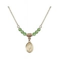 thumbnail image 1 of 18-Inch Hamilton Gold Plated Necklace with 4mm Green August Birth Month Stone Beads and Saint Eugene de Mazenod Charm, 1 of 1