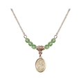 thumbnail image 1 of 18-Inch Hamilton Gold Plated Necklace with 4mm Green August Birth Month Stone Beads and Saint Genevieve Charm, 1 of 1
