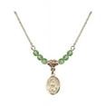 thumbnail image 1 of 18-Inch Hamilton Gold Plated Necklace with 4mm Green August Birth Month Stone Beads and Saint Julie Billiart Charm, 1 of 1