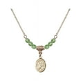 thumbnail image 1 of 18-Inch Hamilton Gold Plated Necklace with 4mm Green August Birth Month Stone Beads and Saint Martin de Porres Charm, 1 of 1