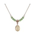 thumbnail image 1 of 18-Inch Hamilton Gold Plated Necklace with 4mm Green August Birth Month Stone Beads and Saint Matthias the Apostle Charm, 1 of 1