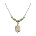 thumbnail image 1 of 18-Inch Hamilton Gold Plated Necklace with 4mm Green August Birth Month Stone Beads and Saint Michael the Archangel Charm, 1 of 1