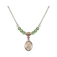 thumbnail image 1 of 18-Inch Hamilton Gold Plated Necklace with 4mm Green August Birth Month Stone Beads and Saint Polycarp of Smyrna Charm, 1 of 1
