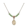 thumbnail image 1 of 18-Inch Hamilton Gold Plated Necklace with 4mm Green August Birth Month Stone Beads and Saint Regina Charm, 1 of 1