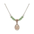 thumbnail image 1 of 18-Inch Hamilton Gold Plated Necklace with 4mm Green August Birth Month Stone Beads and Saint Sebastian/Cheerleading Charm, 1 of 1