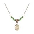 thumbnail image 1 of 18-Inch Hamilton Gold Plated Necklace with 4mm Green August Birth Month Stone Beads and Saint Zoe of Rome Charm, 1 of 1